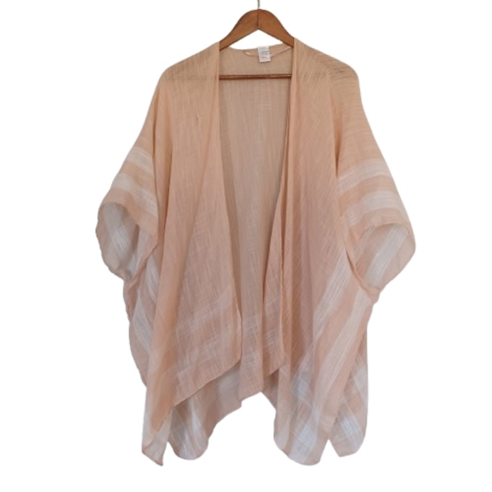 Liz Claiborne One Size Light Pink Peach Cream Sheer Kimono Swimwear Coverup